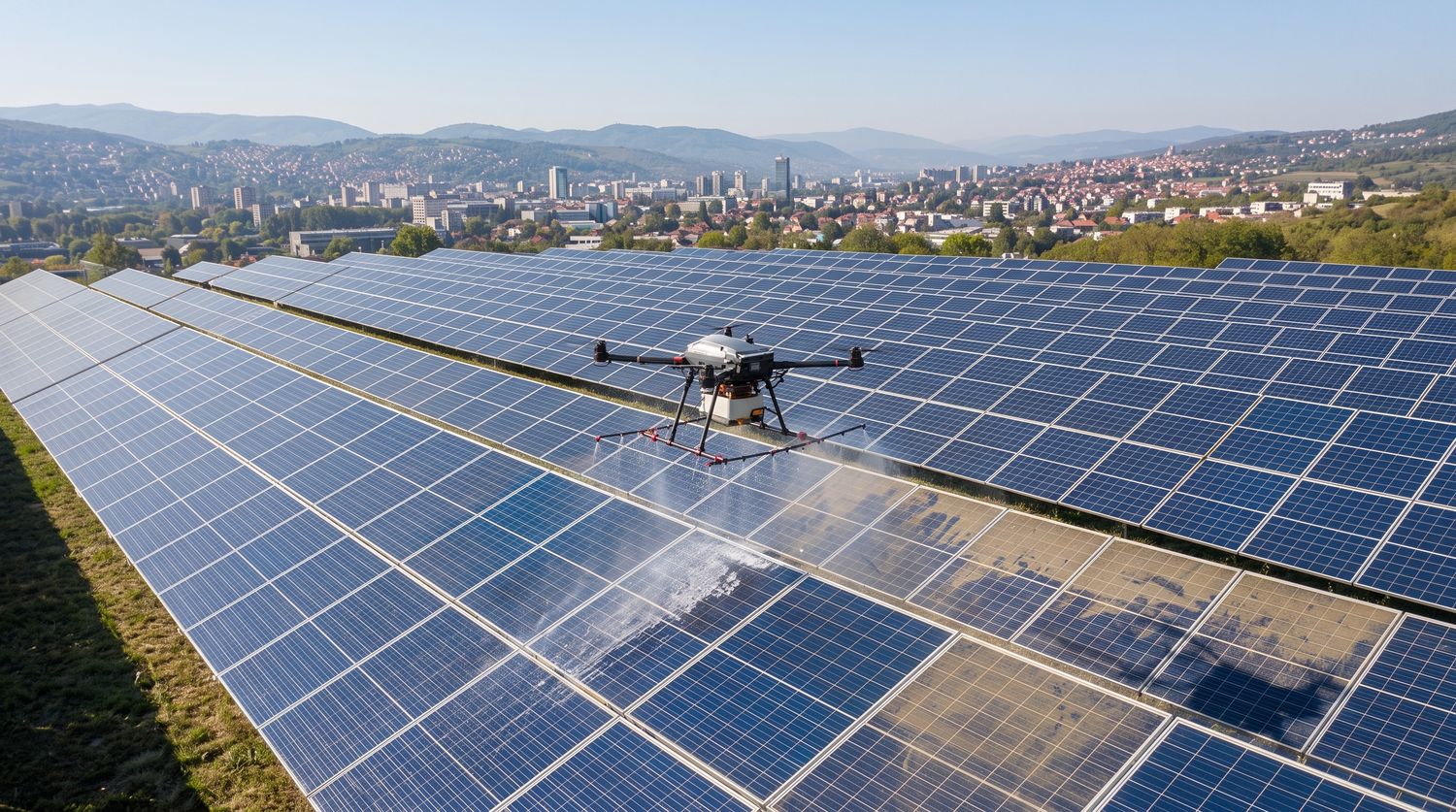 Dron pere solarne panele iznad Sarajeva