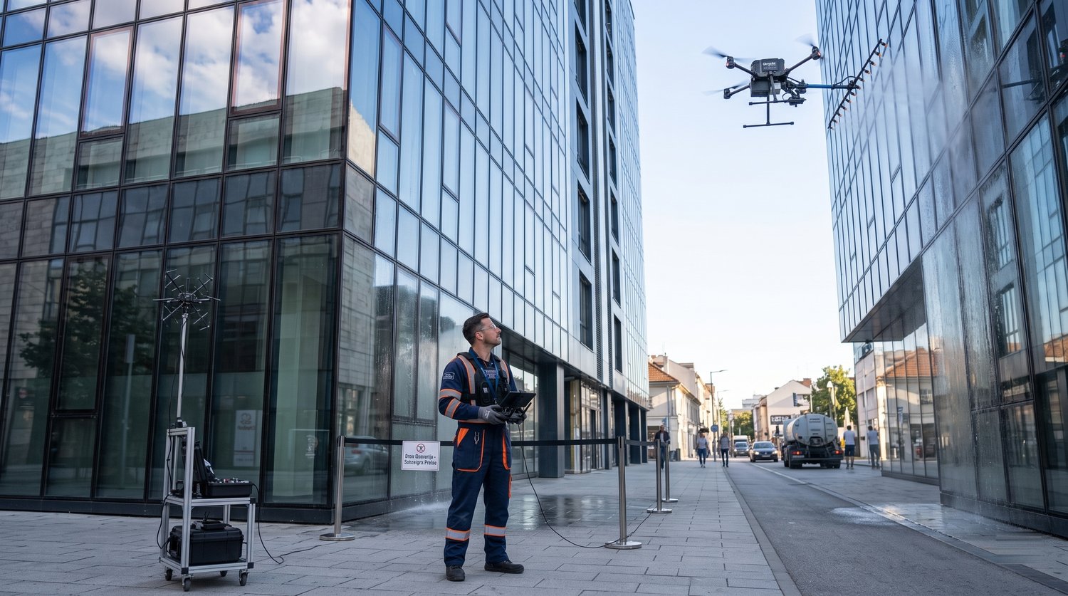 Dron u čišćenju fasade
