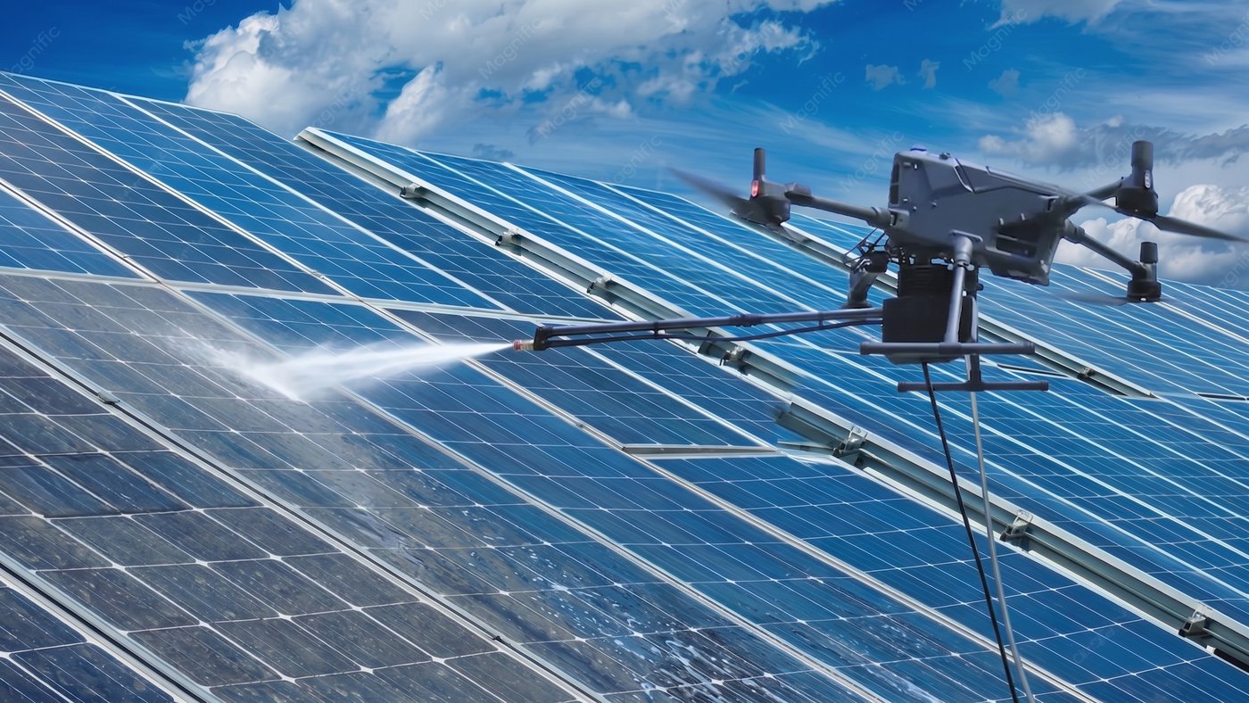 Dron pere solarne panele